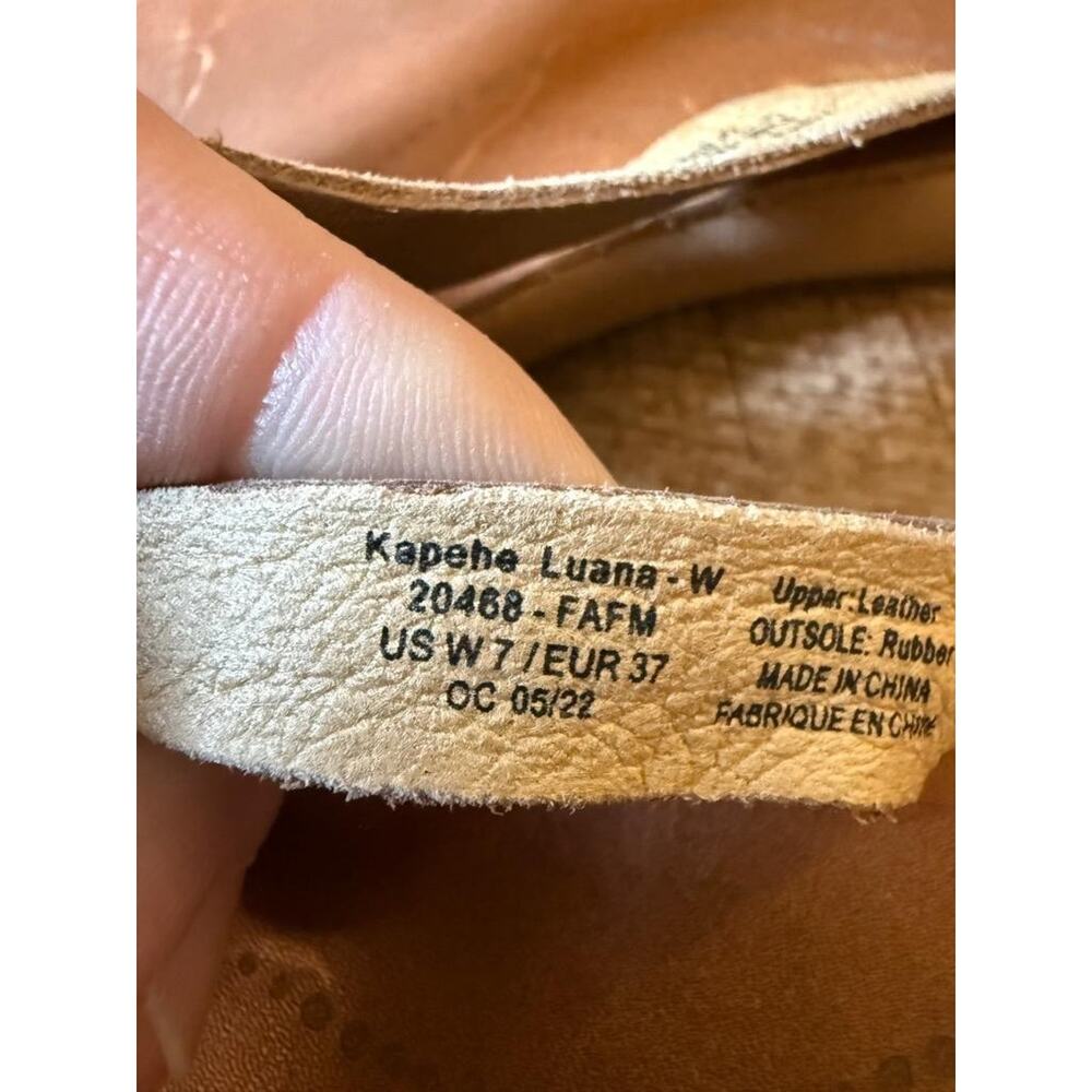 Olukai Luana Gold Leather Slide Flip Flop Women size 7 - Picture 6 of 6